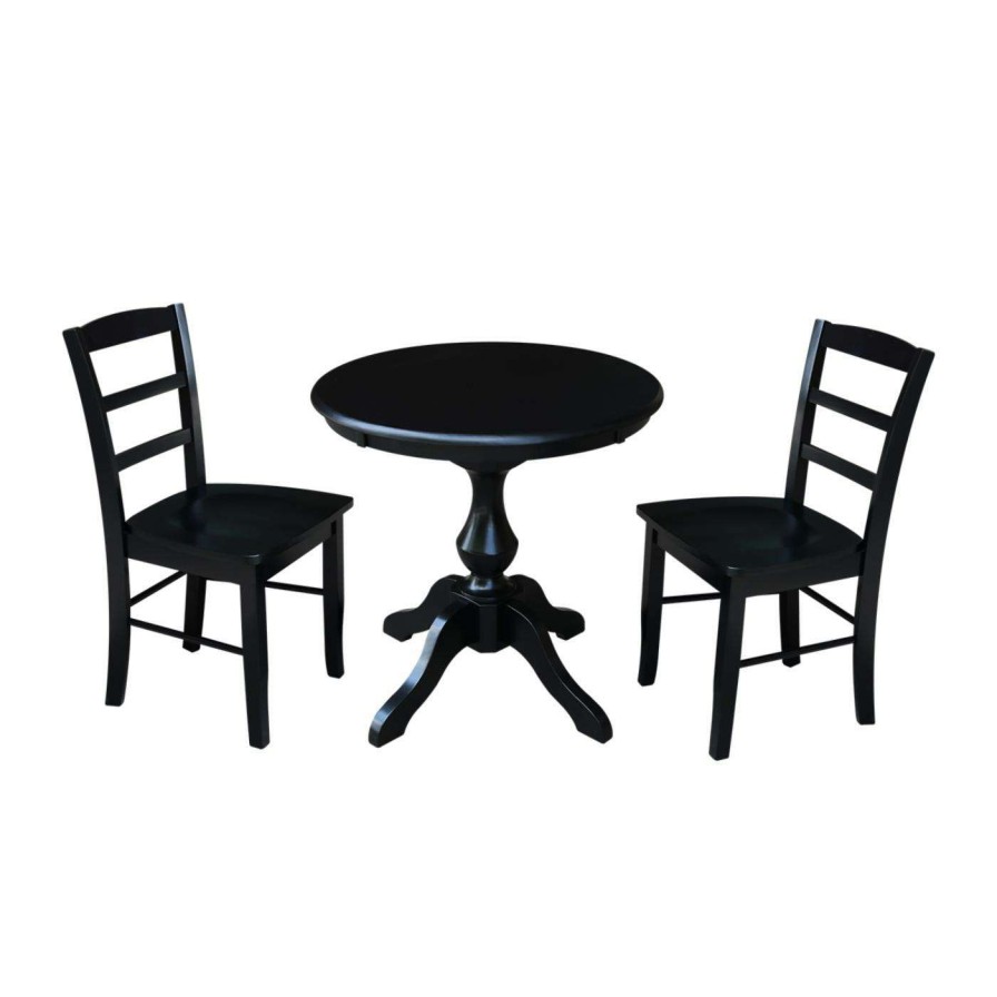 Dining Table Sets * | Brand New Round International Concepts 3 Piece 30 In. Curved Base Dining Table Set With Madrid Chairs