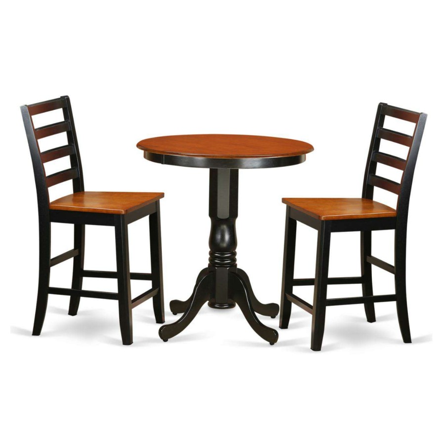 Dining Table Sets * | Deals Round East West Furniture Eden 3 Piece Ladder Back Dining Table Set