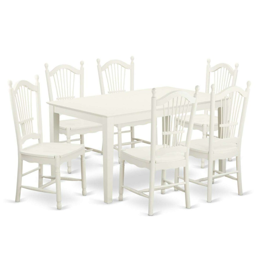 Dining Table Sets * | Deals Rectangle East West Furniture Capri Cado7 Seven Piece Dining Table Set