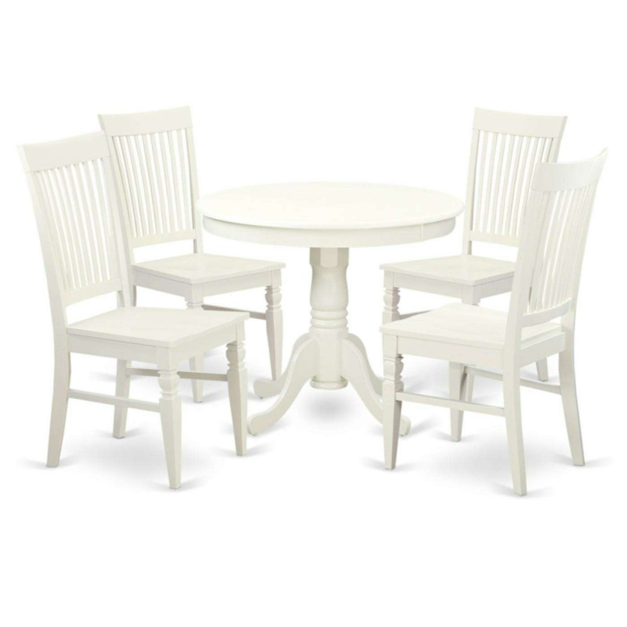 Dining Table Sets * | Cheap Casual Dining Sets East West Furniture 5 Piece Thin Slat Back Kitchen Dinette Dining Table Set