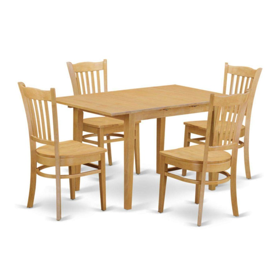 Dining Table Sets * | Flash Sale Rectangle East West Furniture Norfolk 5 Piece Comb Back Dining Table Set