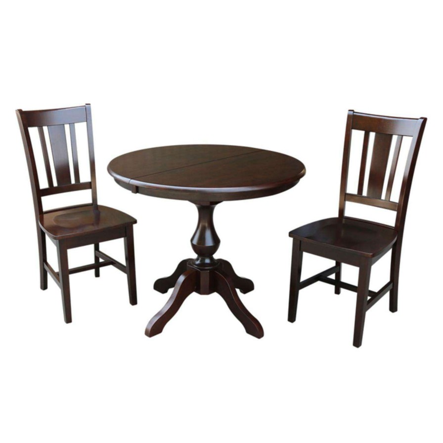 Dining Table Sets * | Discount Oval International Concepts 3 Piece Curved Base Dining Table Set With San Remo Chairs