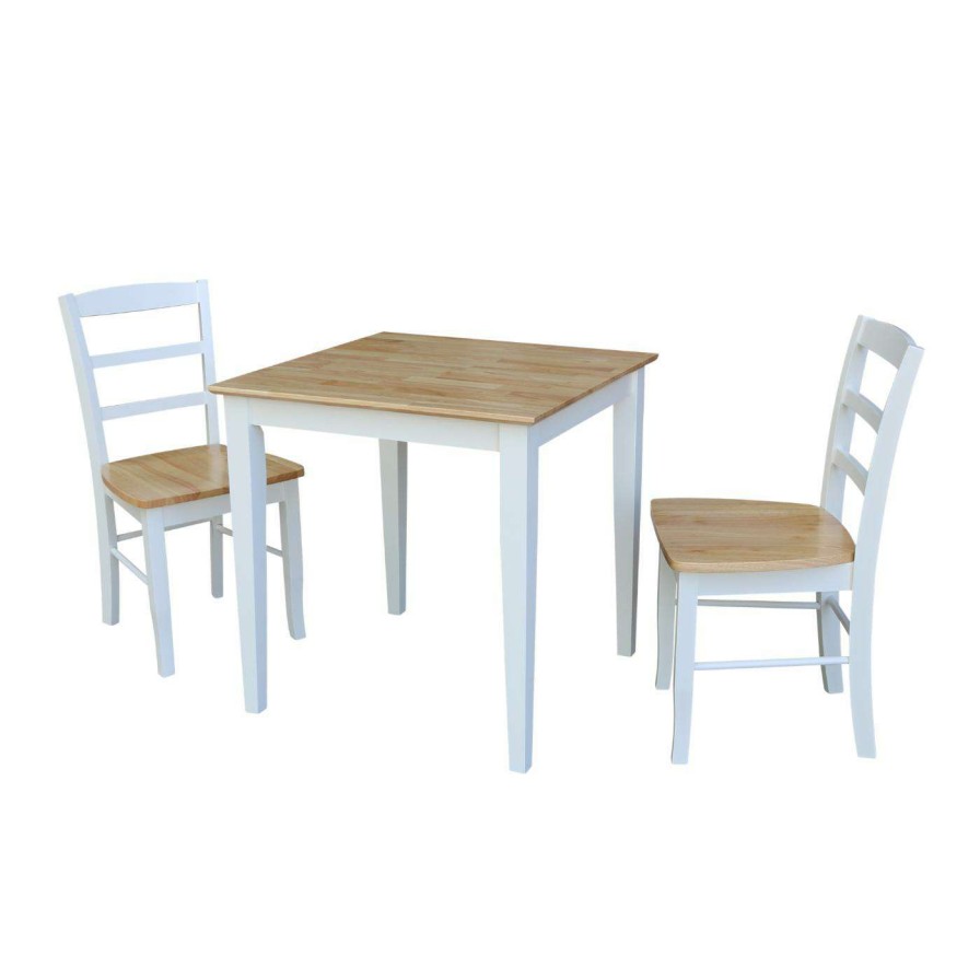 Dining Table Sets * | Outlet Square International Concepts Silerton 3 Piece Dining Table Set With 2 Ladder Back Chairs White/Natural