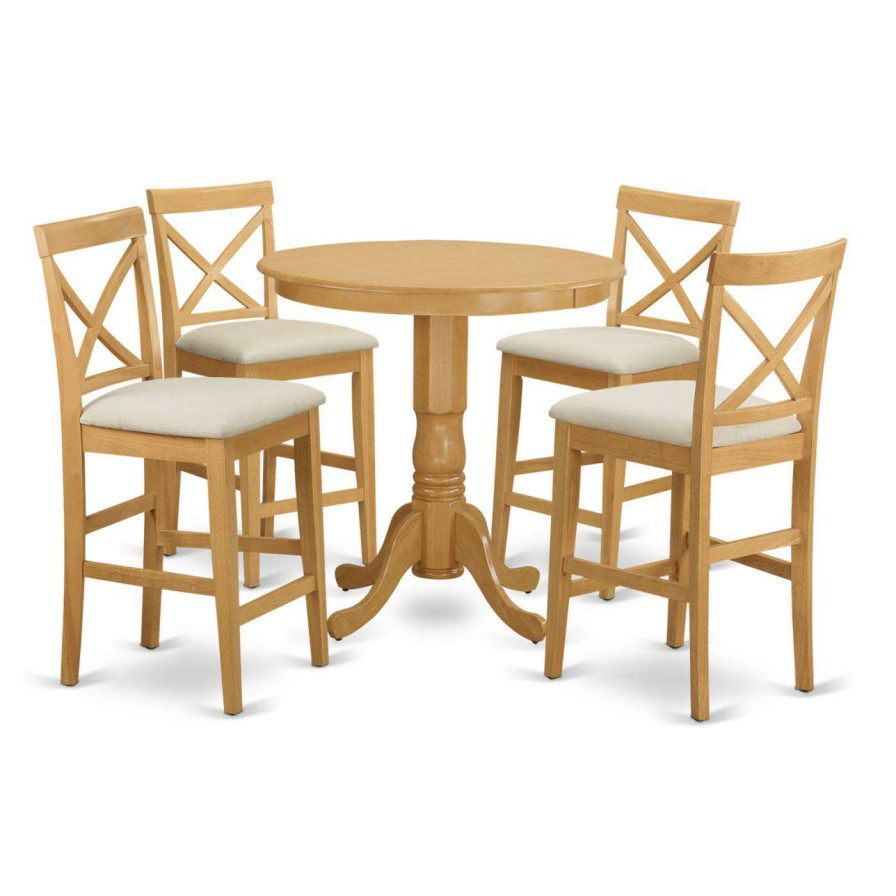 Dining Table Sets * | Buy Casual Dining Sets East West Furniture Jackson 5 Piece High Cross Dining Table Set Wood