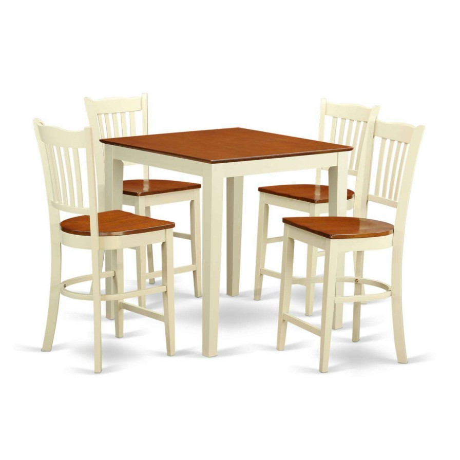 Dining Table Sets * | Cheap Square East West Furniture Vernon 5 Piece Comb Back Dining Table Set