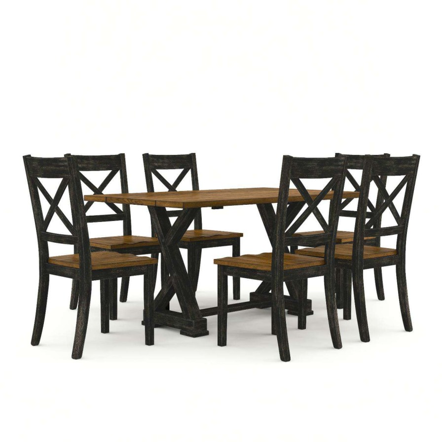 Dining Table Sets * | Buy Rectangle Furniture Of America Merritt 7 Piece Rustic Dinning Set