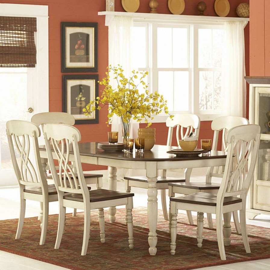 Dining Table Sets * | Brand New Homelegance Weston Home Ohana 7 Piece Rectangle Dining Table Set White & Cherry