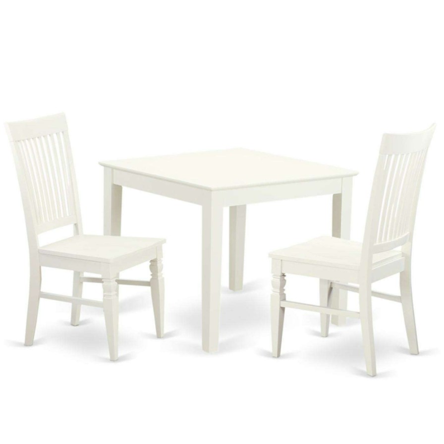 Dining Table Sets * | Top 10 Square East West Furniture 3 Piece Thin Slat Breakfast Nook Dining Table Set