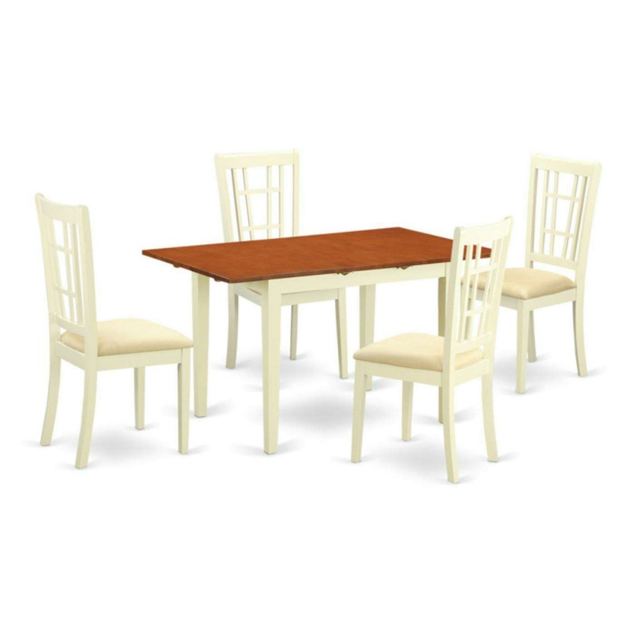 Dining Table Sets * | Cheapest Rectangle East West Furniture Norfolk 5 Piece Windowpane Dining Table Set Wood