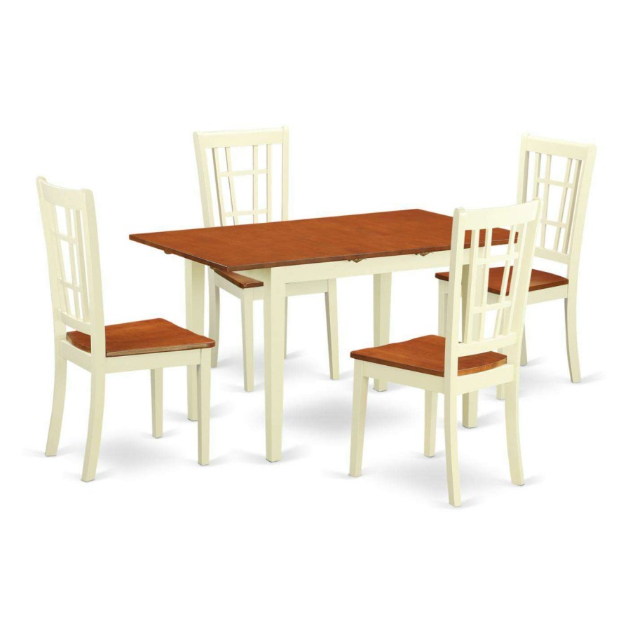 Dining Table Sets * | Cheapest Rectangle East West Furniture Norfolk 5 Piece Windowpane Dining Table Set Wood