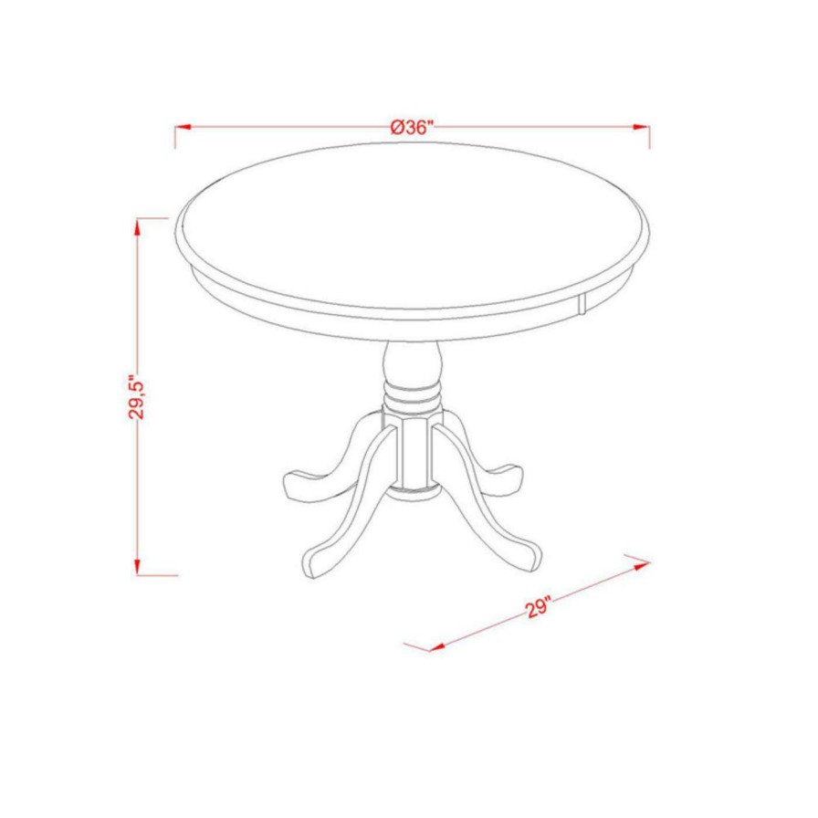 Dining Table Sets * | Best Deal Kitchen & Dinette Sets East West Furniture Antique Anpo5 Five Piece Round Pedestal Dining Set Wood