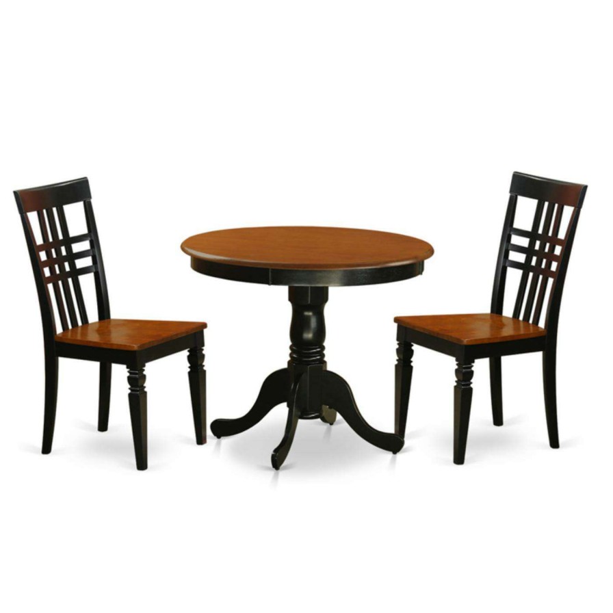 Dining Table Sets * | Budget Round East West Furniture 3 Piece Triple Crossback Kitchen Dinette Dining Table Set