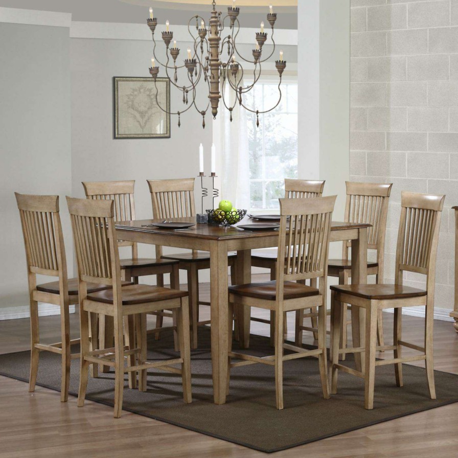 Dining Table Sets * | Best Deal Sunset Trading Brookdale 9 Piece Square Counter Height Table Set With Brookdale Fancy Stools