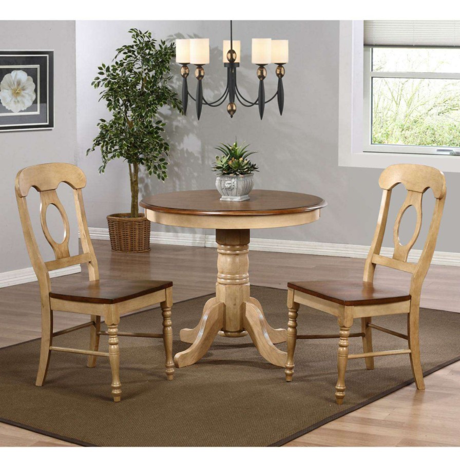 Dining Table Sets * | Best Sale Sunset Trading Brookdale 3 Piece Round Cafe Dining Table Set With Napoleon Chairs