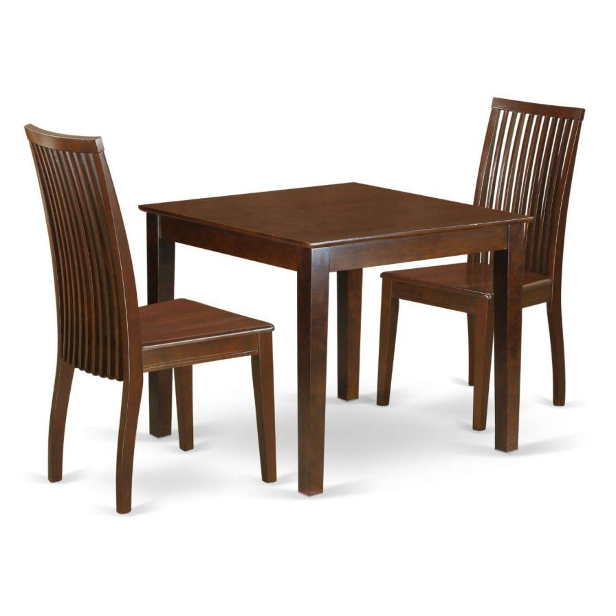 Dining Table Sets * | Cheap Square East West Furniture Oxford 3 Piece Dining Table Set With 2 Wood Seat Dining Chairs