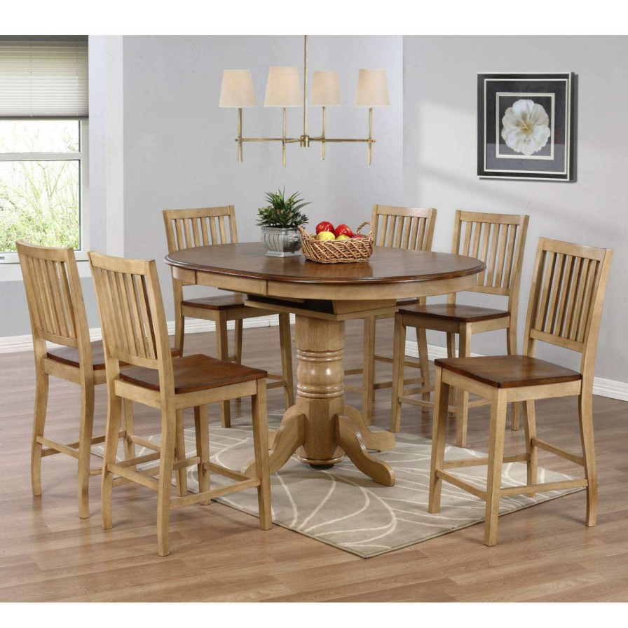 Dining Table Sets * | Cheapest Sunset Trading Brookdale 7 Piece Oval Counter Height Table Set With Brookdale Stools