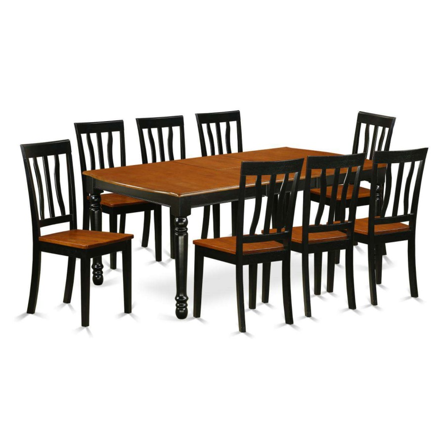 Dining Table Sets * | Discount Rectangle East West Furniture Dover Doan9 Nine Piece Extension Dining Table Set