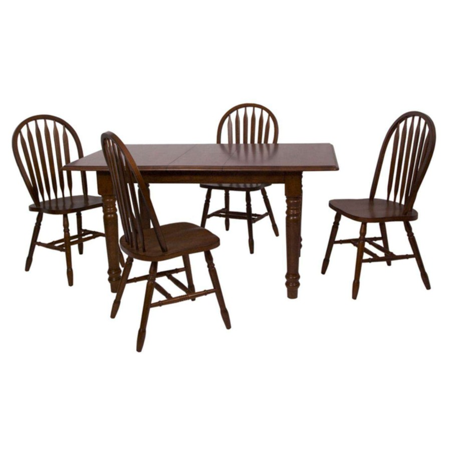 Dining Table Sets * | Hot Sale Rectangle Sunset Trading 5-Piece Butterfly Dining Set With Arrowback Chairs