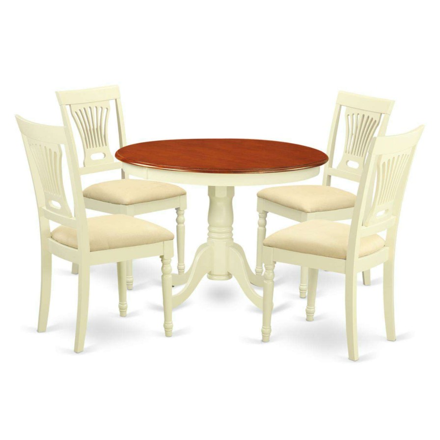 Dining Table Sets * | Hot Sale Round East West Furniture Hartland 5 Piece Empire Dining Table Set