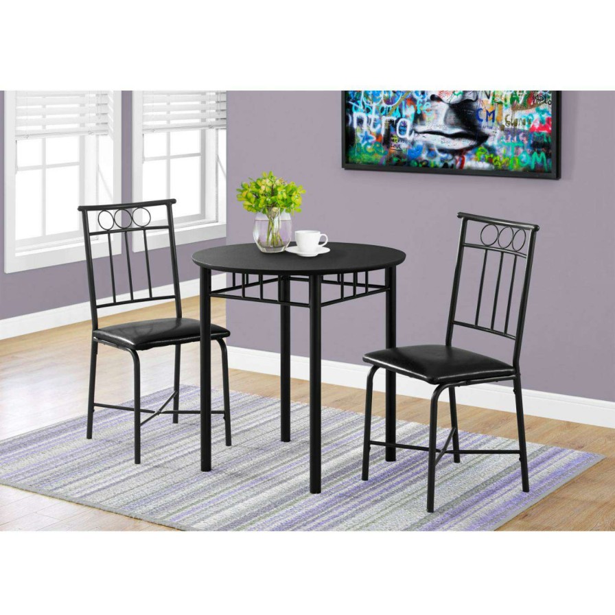 Dining Table Sets * | Discount Monarch Specialties 3 Piece Round Dining Table Set