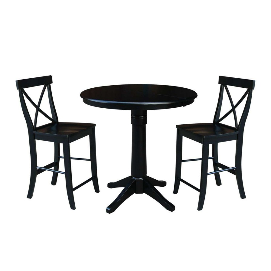 Dining Table Sets * | Top 10 Oval International Concepts 3 Piece Counter Height Dining Table With Cross Back Chairs