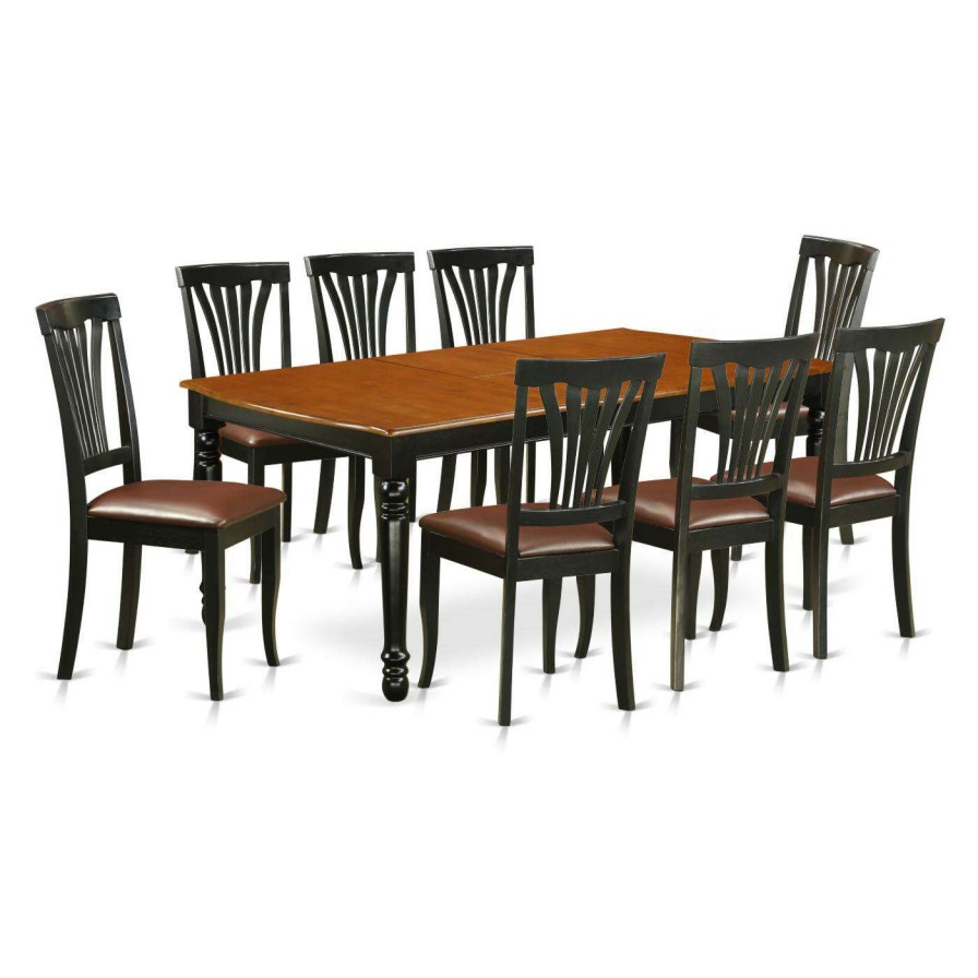 Dining Table Sets * | Hot Sale Rectangle East West Furniture Dover Doav9 Nine Piece Extension Dining Table Set