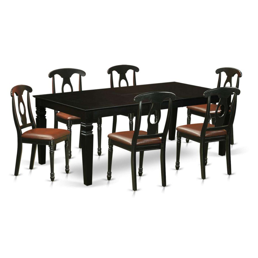 Dining Table Sets * | Brand New Rectangle East West Furniture Logan 7 Piece Keyhole Dining Table Set