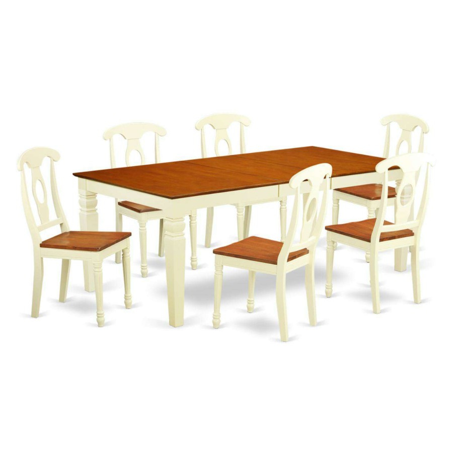 Dining Table Sets * | Brand New Rectangle East West Furniture Logan 7 Piece Keyhole Dining Table Set