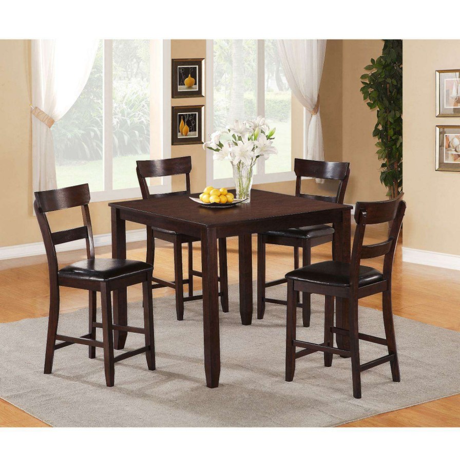 Dining Table Sets * | Coupon Rectangle Crown Mark Henderson Vinyl Rectangular 5 Piece Counter Height Dining Table Set