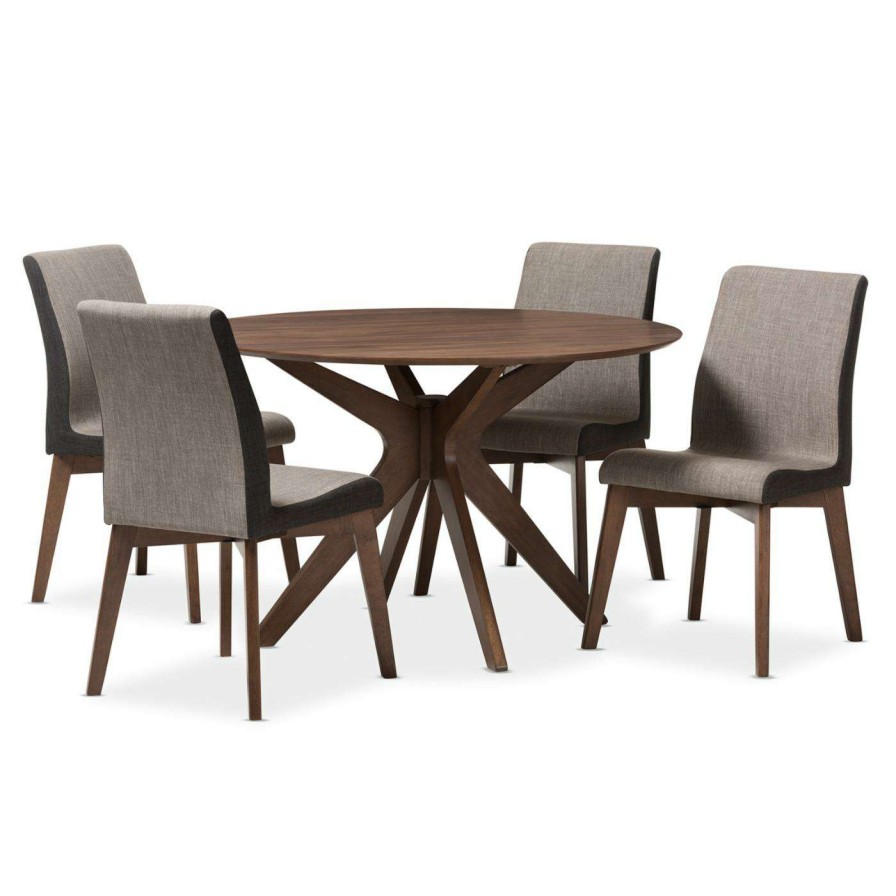 Dining Table Sets * | Coupon Round Baxton Studio Kimberly 5 Piece Dining Set