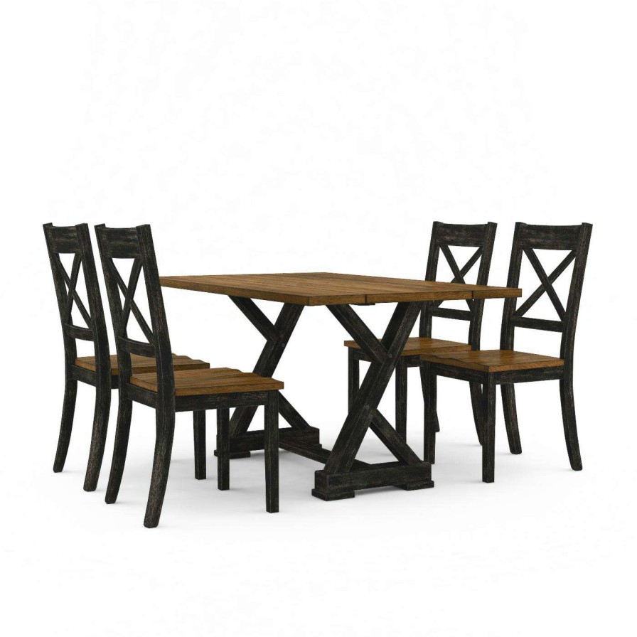 Dining Table Sets * | Discount Rectangle Furniture Of America Merritt 5 Piece Rustic Dinning Set