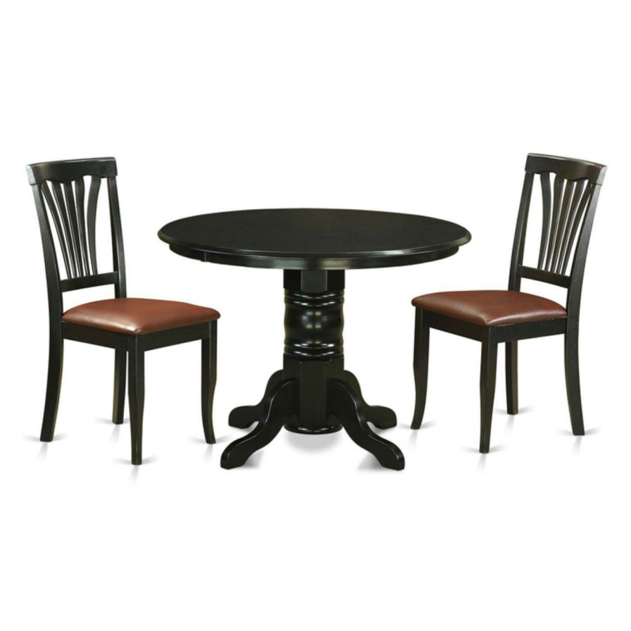 Dining Table Sets * | Best Pirce Round East West Furniture Shelton 3 Piece Lath Back Dining Table Set