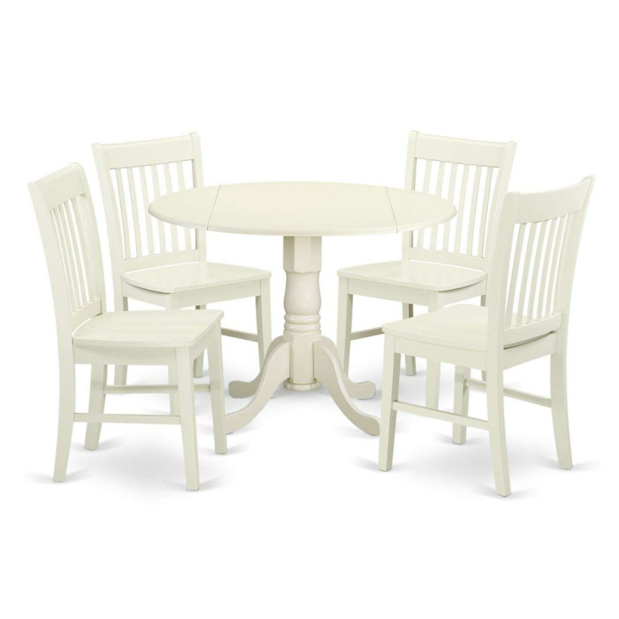 Dining Table Sets * | Flash Sale Round East West Furniture Dublin Dlno5 Five Piece Drop Leaf Dining Set