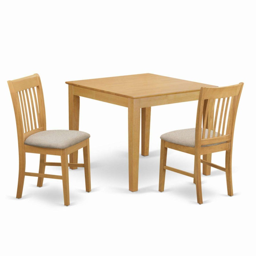 Dining Table Sets * | Best Sale Square East West Furniture 3 Piece Slat Back Breakfast Nook Dining Table Set