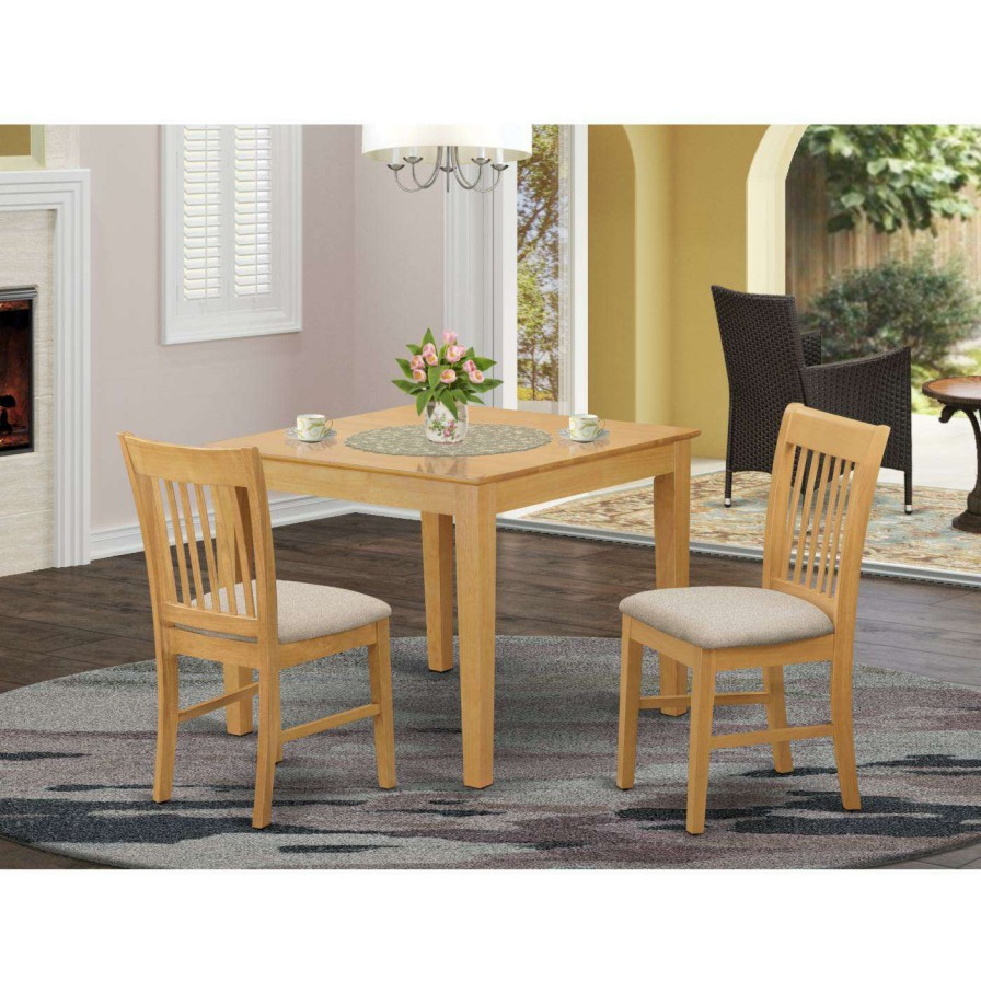 Dining Table Sets * | Best Sale Square East West Furniture 3 Piece Slat Back Breakfast Nook Dining Table Set