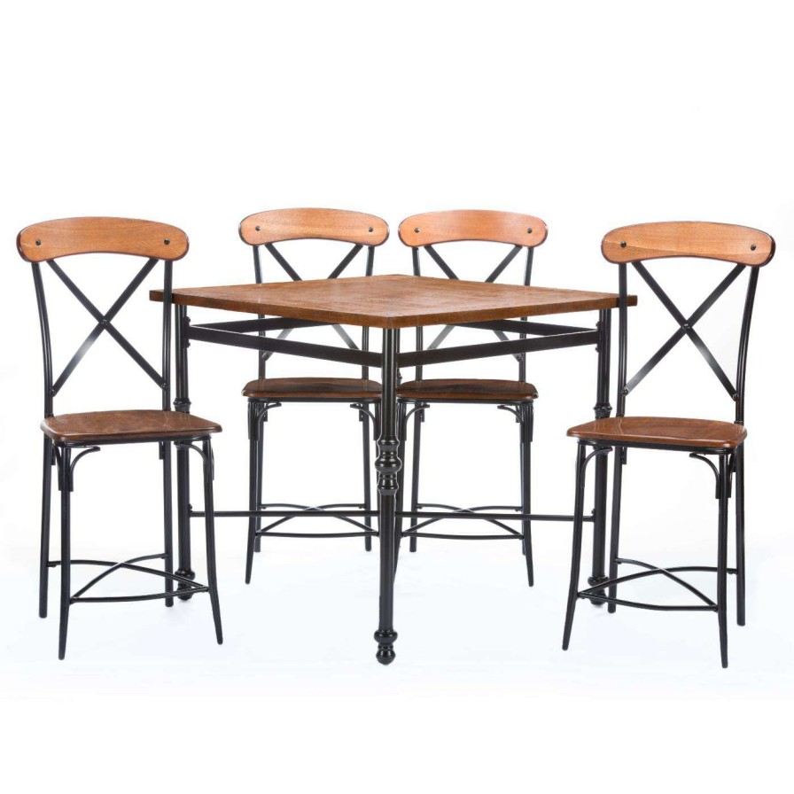 Dining Table Sets * | Best Pirce Rectangle Humblenest Carlton Farmhouse / Cottage 5 Piece Pub Set