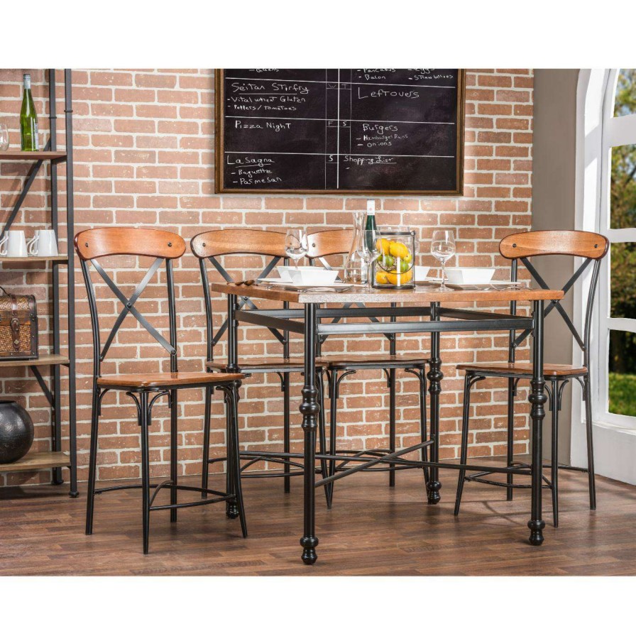 Dining Table Sets * | Best Pirce Rectangle Humblenest Carlton Farmhouse / Cottage 5 Piece Pub Set