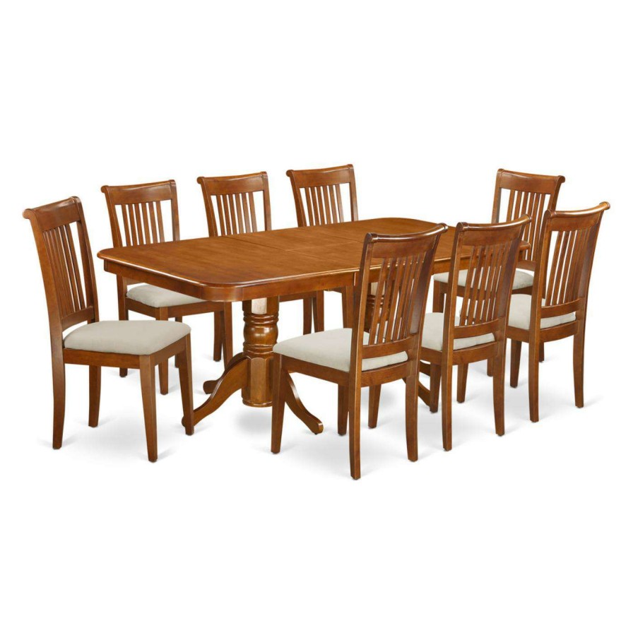 Dining Table Sets * | New Rectangle East West Furniture Kenley 9 Piece Dining Table Set With Portland Chairs