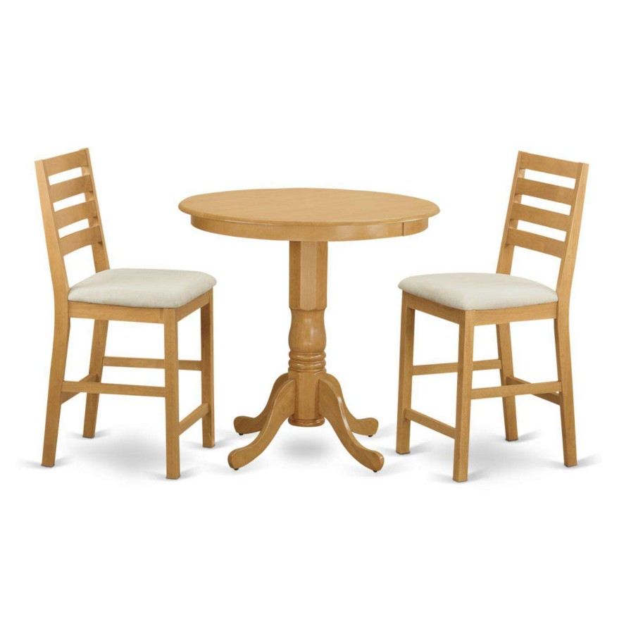 Dining Table Sets * | Discount Round East West Furniture Jackson 3 Piece High Ladder Dining Table Set Wood