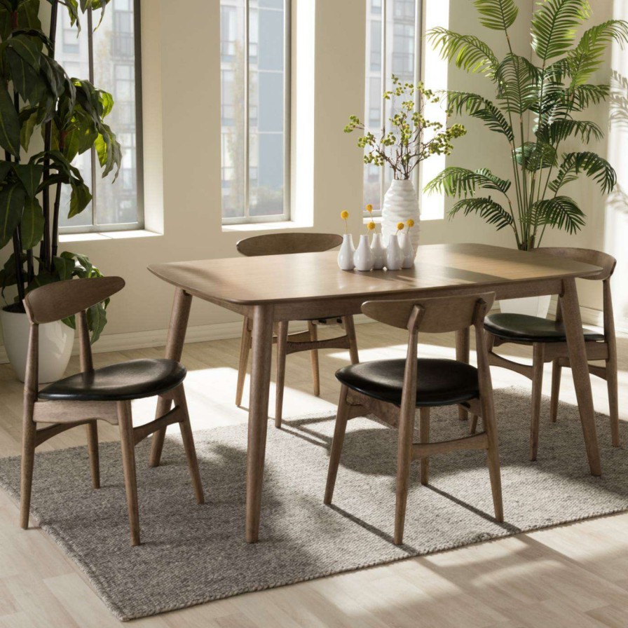 Dining Table Sets * | Best Reviews Of Rectangle Baxton Studio Edna 5 Piece Dining Table Set