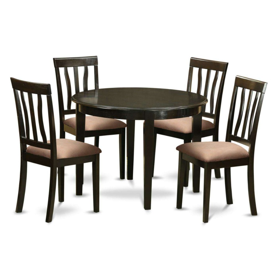 Dining Table Sets * | Coupon Round East West Furniture Boston 5 Piece Splat Back Dining Table Set