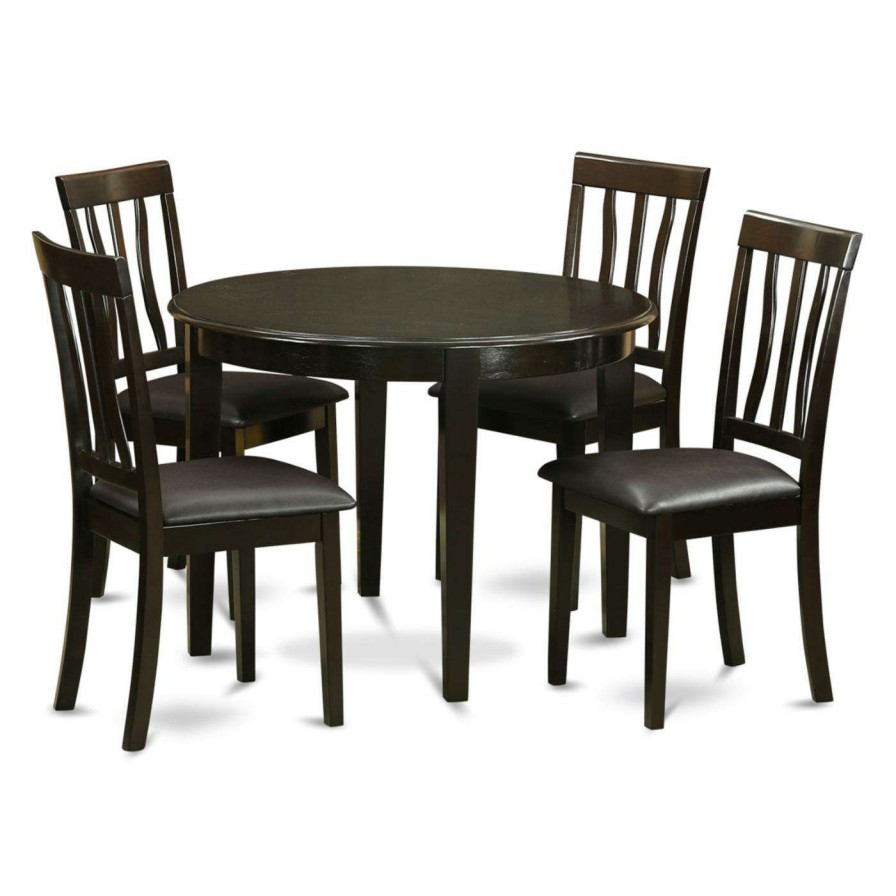 Dining Table Sets * | Coupon Round East West Furniture Boston 5 Piece Splat Back Dining Table Set