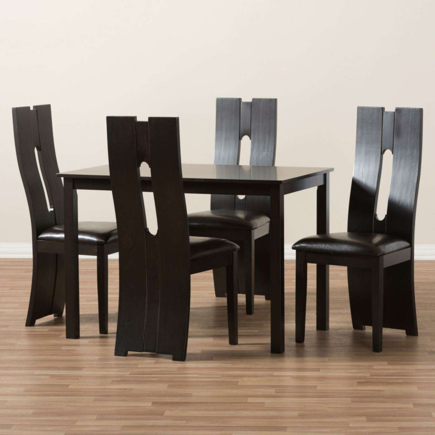 Dining Table Sets * | Outlet Rectangle Baxton Studio Alani 5 Piece Rectangular Dining Set