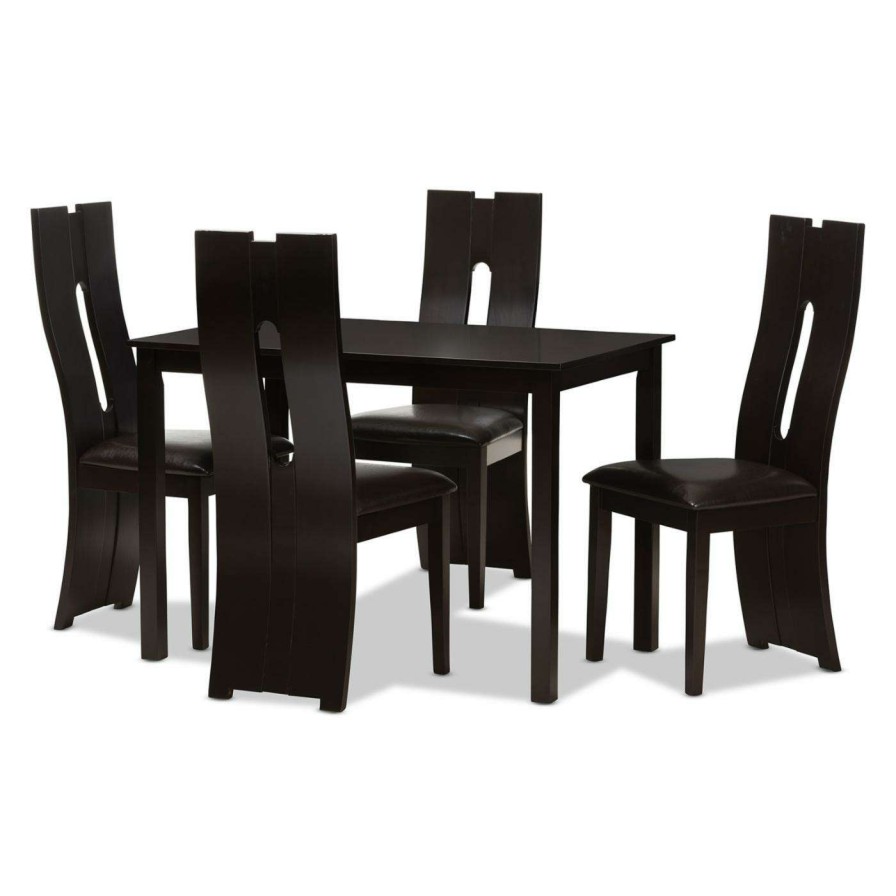 Dining Table Sets * | Outlet Rectangle Baxton Studio Alani 5 Piece Rectangular Dining Set