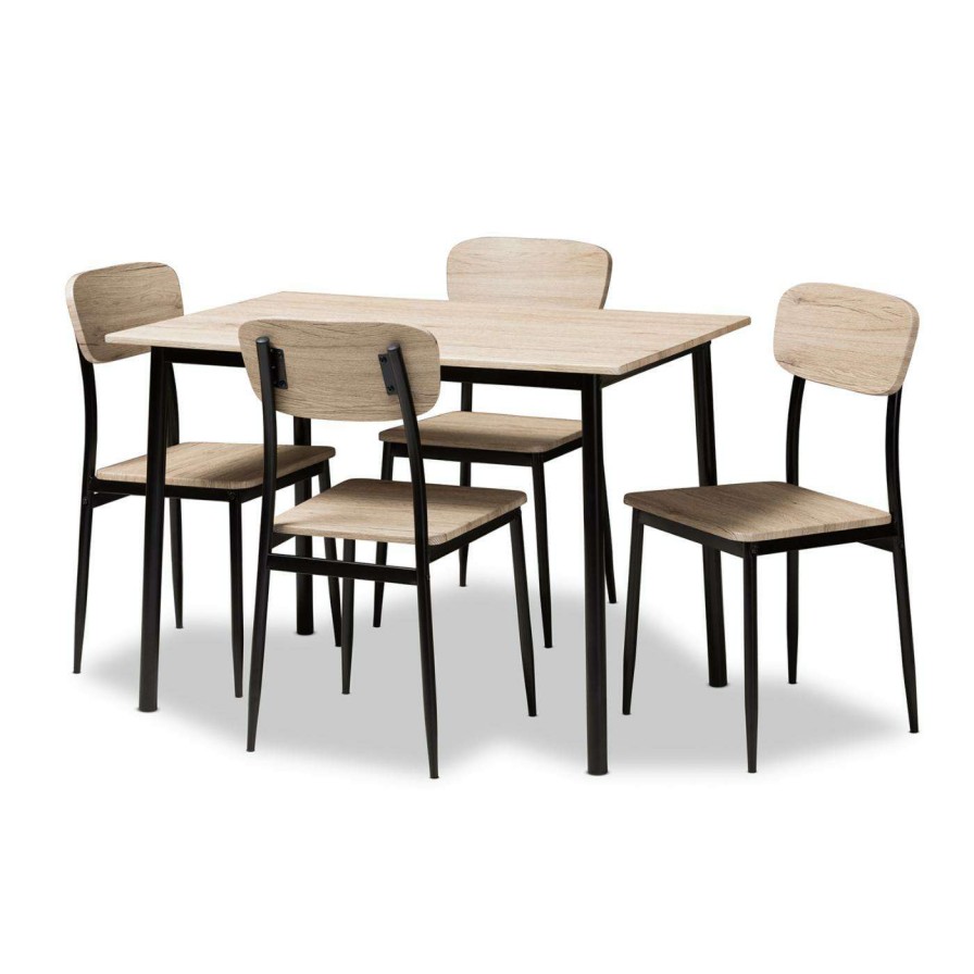 Dining Table Sets * | Promo Rectangle Baxton Studio Honore 5 Piece Dining Table Set