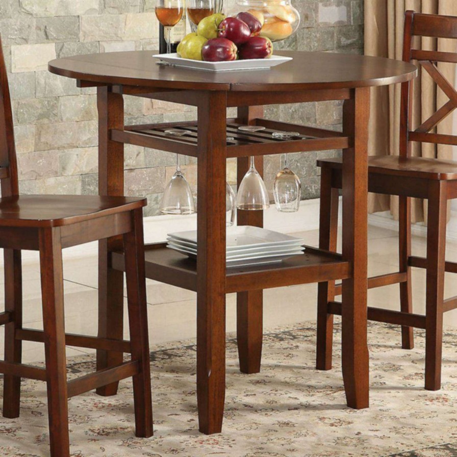 Dining Table Sets * | Wholesale Round Acme Furniture Tartys 3 Piece Counter Height Dining Table Set Cherry