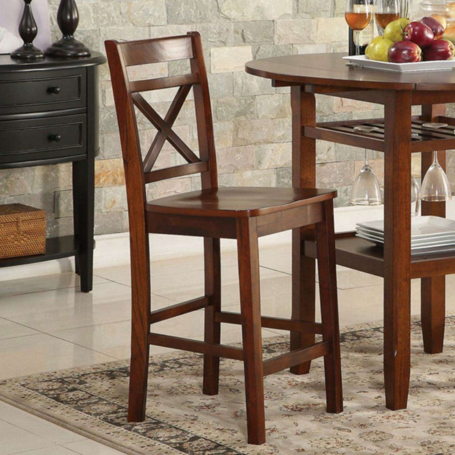 Dining Table Sets * | Wholesale Round Acme Furniture Tartys 3 Piece Counter Height Dining Table Set Cherry