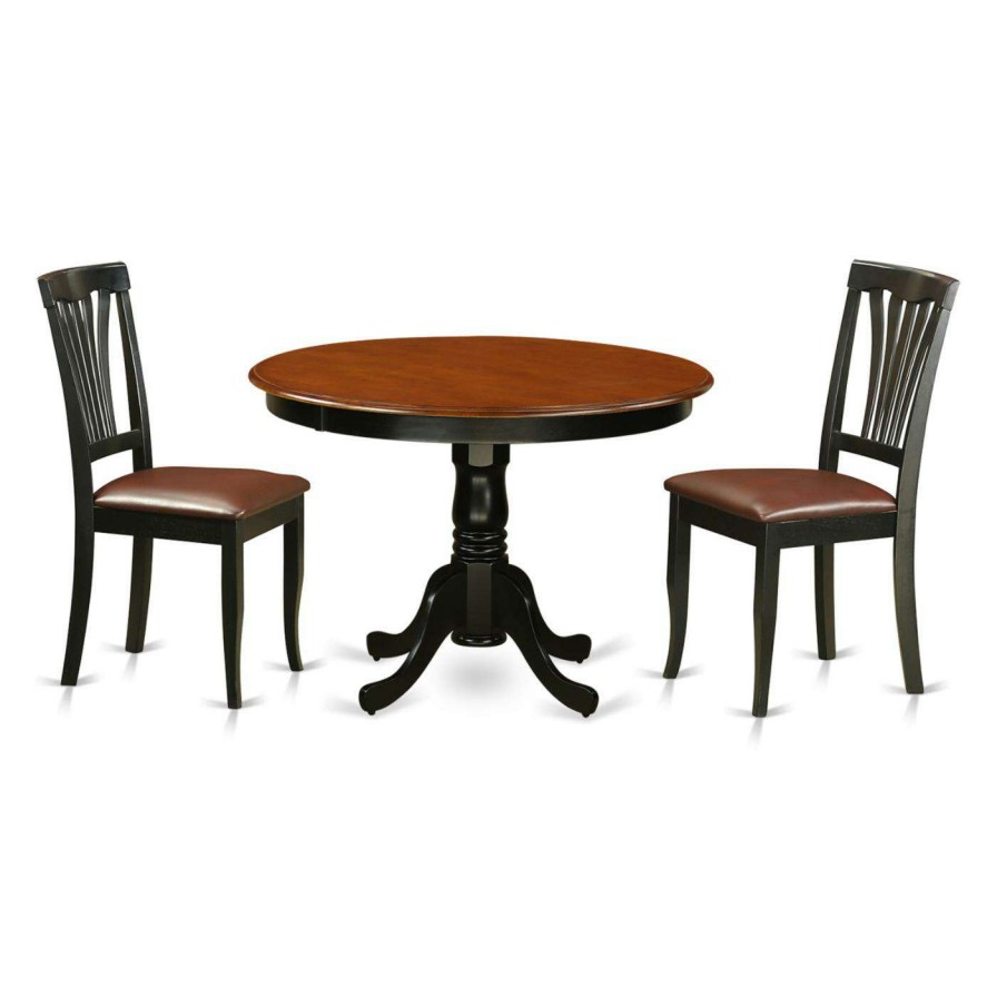 Dining Table Sets * | Flash Sale Round East West Furniture Hartland 3 Piece Lath Back Dining Table Set