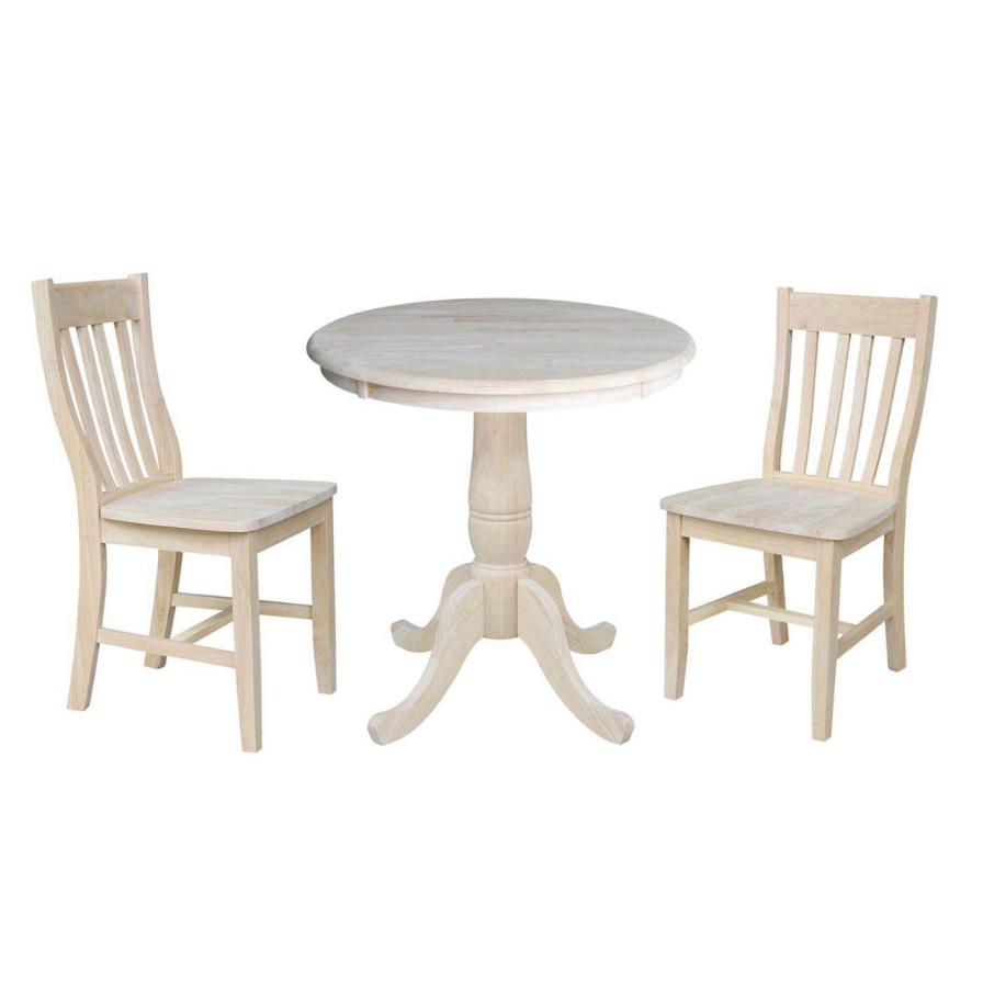 Dining Table Sets * | Buy Round International Concepts 3 Piece Curved Pedestal Dining Table Set With 2 Cafe Chairs