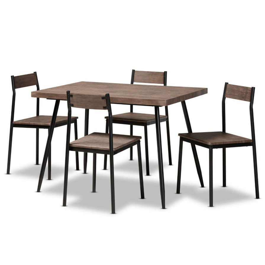 Dining Table Sets * | Cheap Rectangle Baxton Studio Mave 5 Piece Contemporary Dining Set